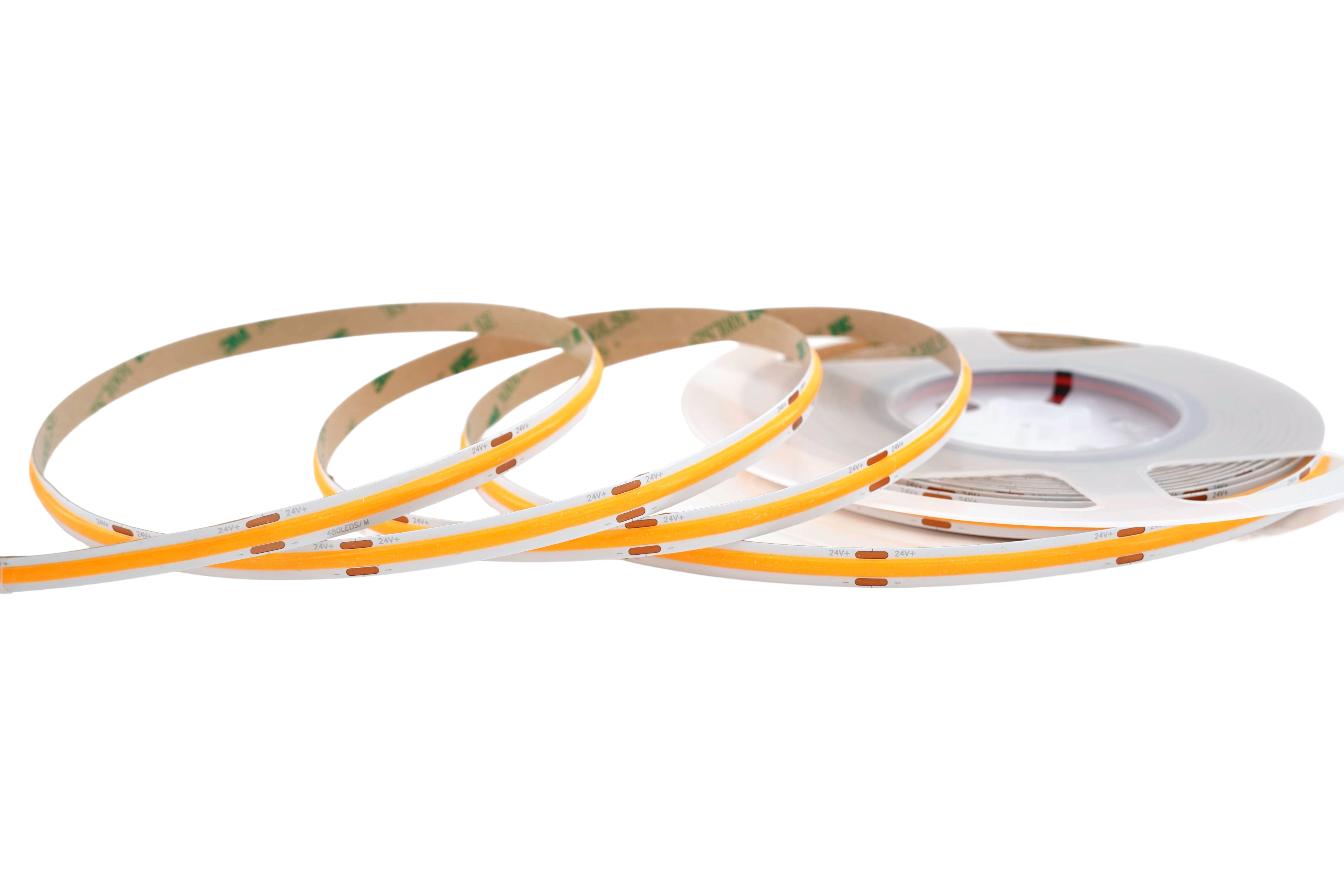 4262543212210 - COB LED Streifen 24V – 480 LEDs m – 8 mm – 10W m – Gelb – IP33 – homogener Lichtstreifen